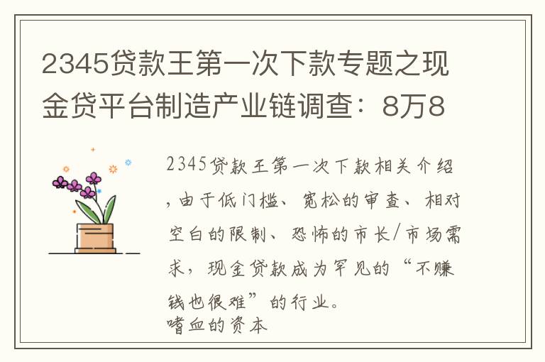 2345贷款王第一次下款专题之现金贷平台制造产业链调查:8万8买套系统就开张,有人撸贷款买房