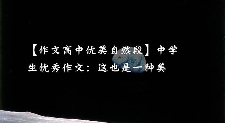 【作文高中优美自然段】中学生优秀作文:这也是一种美