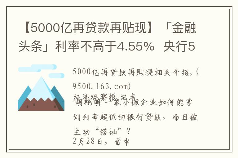 【5000亿再贷款再贴现】「金融头条」利率不高于4.55%  央行5000亿再贷款再贴现资金投向追踪