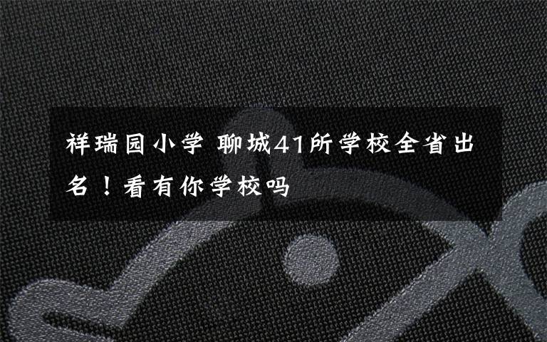 祥瑞园小学 聊城41所学校全省出名！看有你学校吗