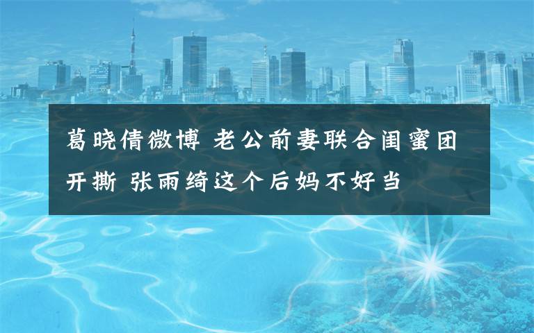 葛晓倩微博 老公前妻联合闺蜜团开撕 张雨绮这个后妈不好当