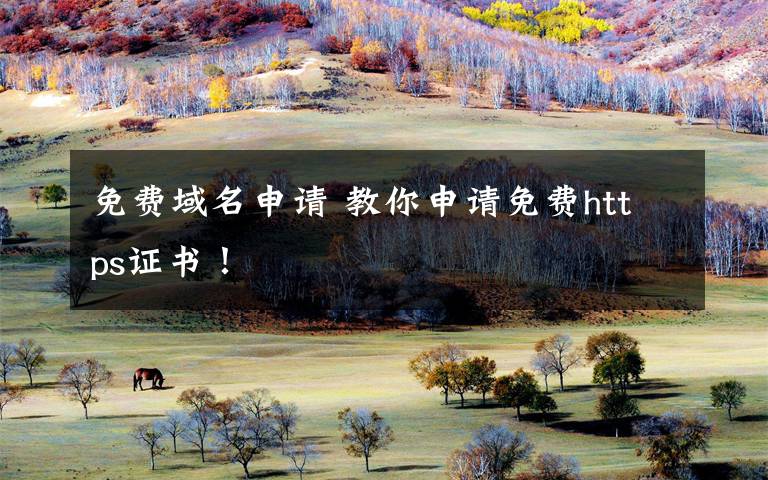免费域名申请 教你申请免费https证书！