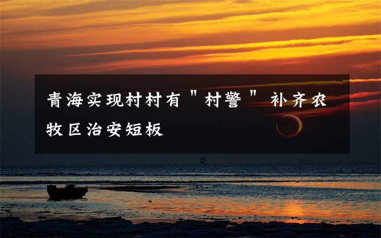 青海实现村村有"村警" 补齐农牧区治安短板