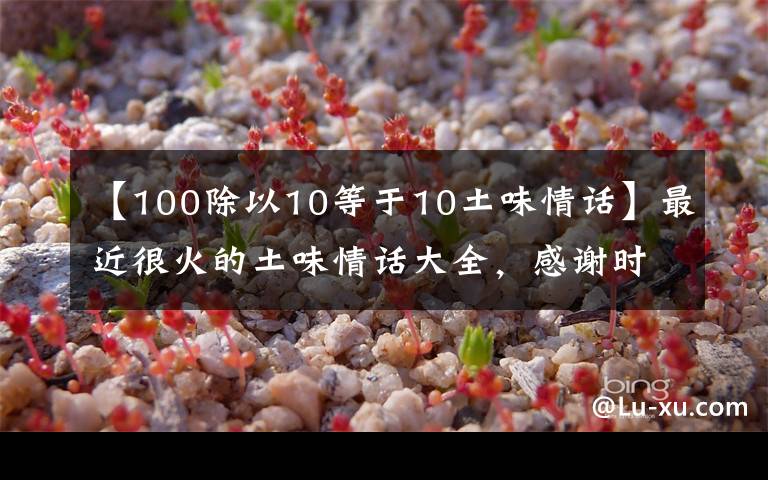 【100除以10等于10土味情话】最近很火的土味情话大全,感谢时光,不偏不倚,让我遇见你!