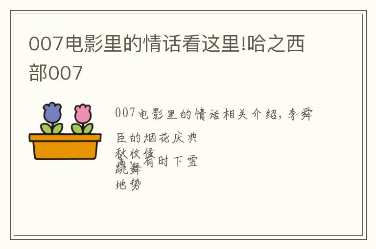 007电影里的情话看这里!哈之西部007