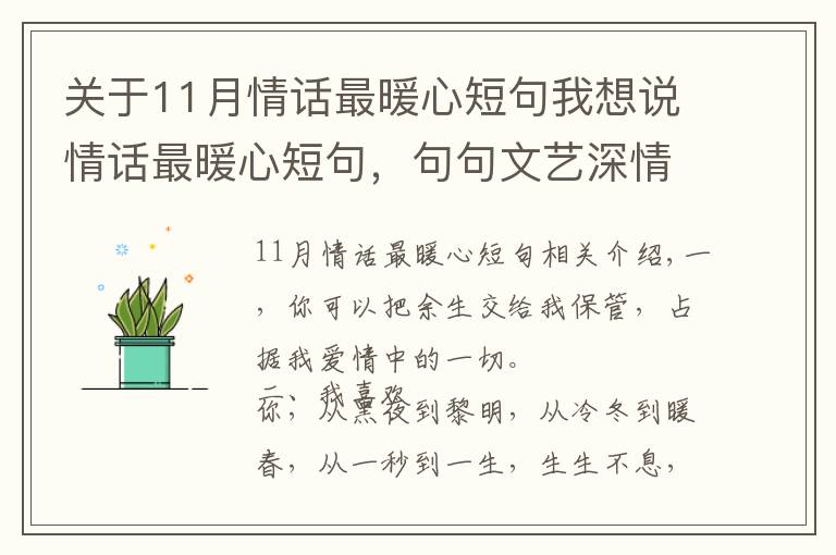 关于11月情话最暖心短句我想说情话最暖心短句,句句文艺深情!