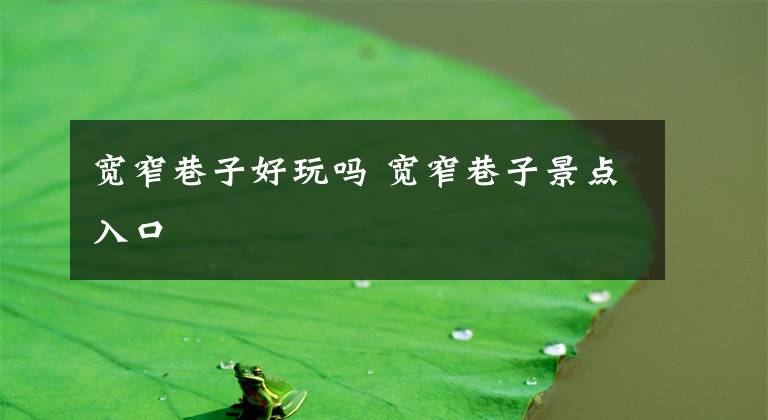 宽窄巷子好玩吗 宽窄巷子景点入口