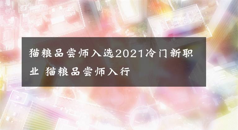 猫粮品尝师入选2021冷门新职业 猫粮品尝师入行