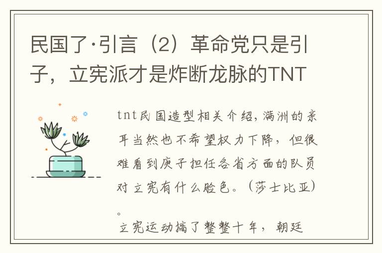 民国了·引言(2)革命党只是引子,立宪派才是炸断龙脉的TNT
