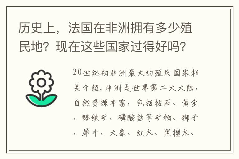 历史上,法国在非洲拥有多少殖民地?现在这些国家过得好吗?