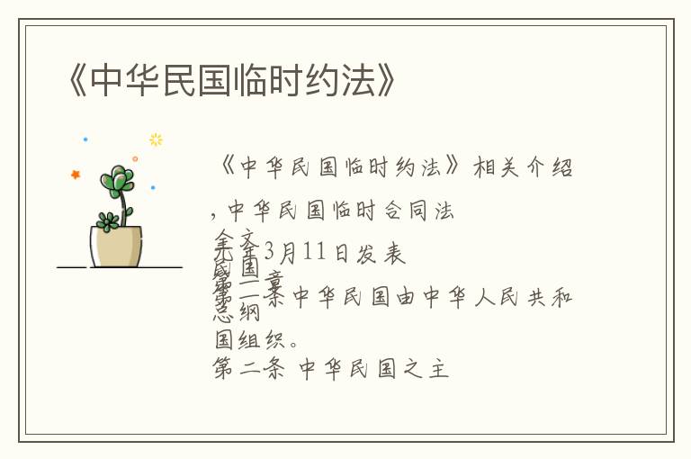 《中华民国临时约法》