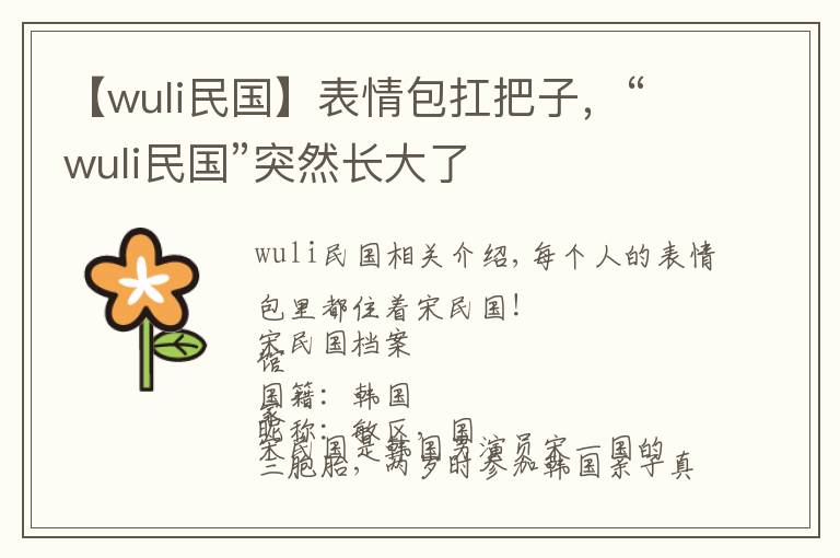 【wuli民国】表情包扛把子，“wuli民国”突然长大了