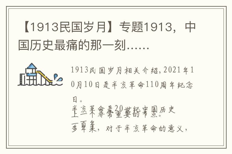 【1913民国岁月】专题1913,中国历史最痛的那一刻……