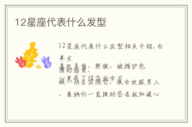 12星座代表什么发型