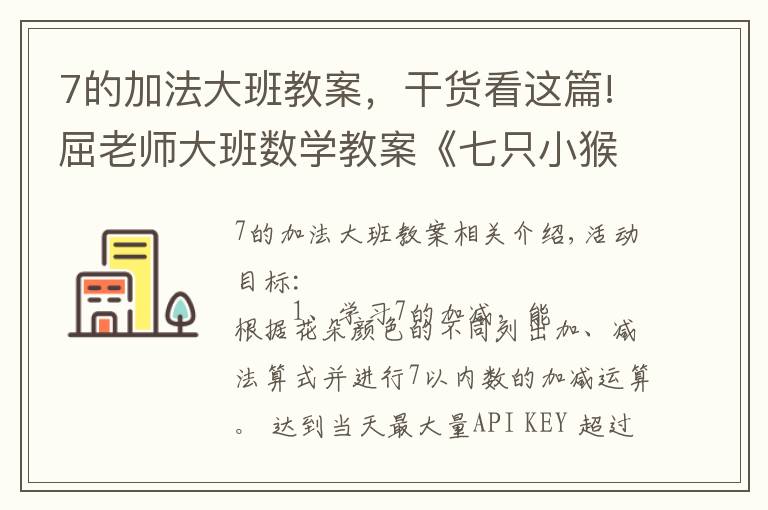 7的加法大班教案,干货看这篇!屈老师大班数学教案《七只小猴在哪里》