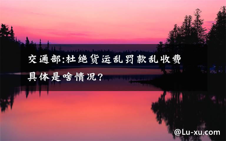 交通部:杜绝货运乱罚款乱收费 具体是啥情况?