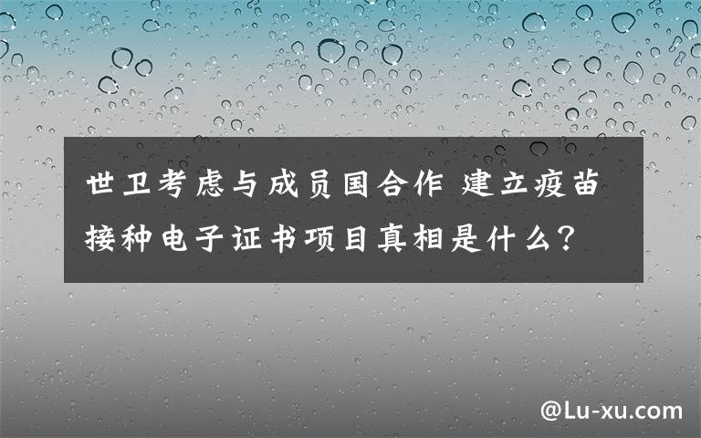 世卫考虑与成员国合作 建立疫苗接种电子证书项目真相是什么？
