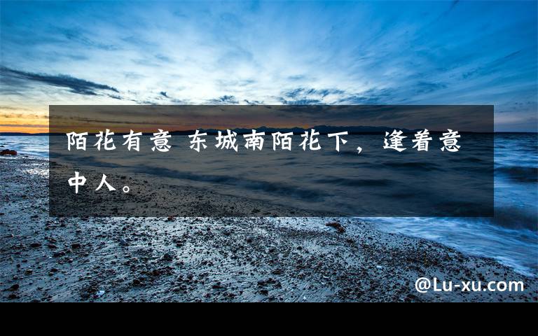 陌花有意 东城南陌花下，逢着意中人。