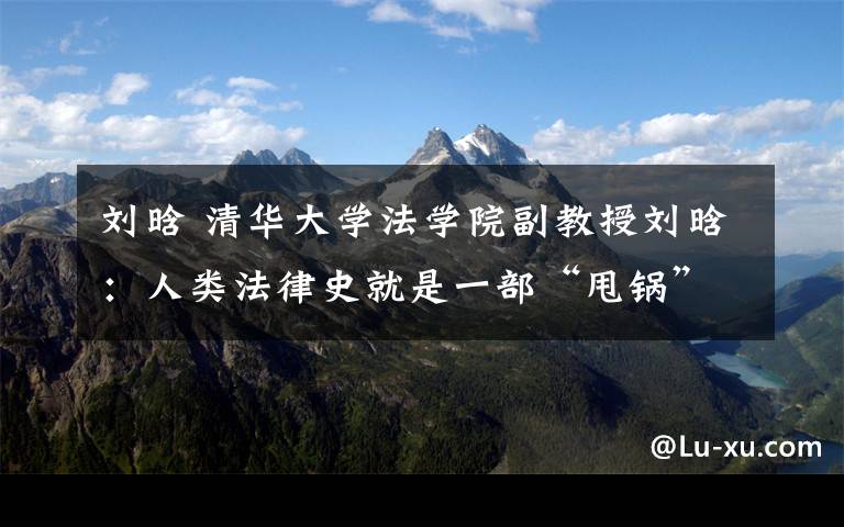 刘晗 清华大学法学院副教授刘晗:人类法律史就是一部“甩锅”史