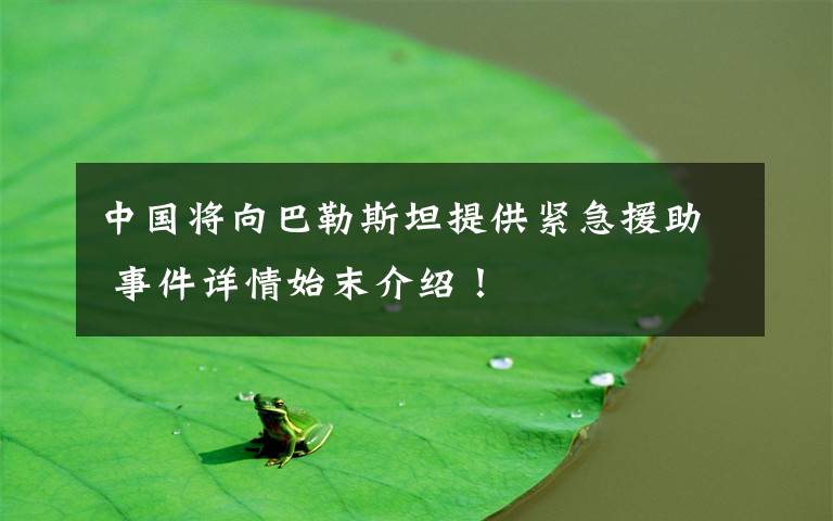 中国将向巴勒斯坦提供紧急援助 事件详情始末介绍！
