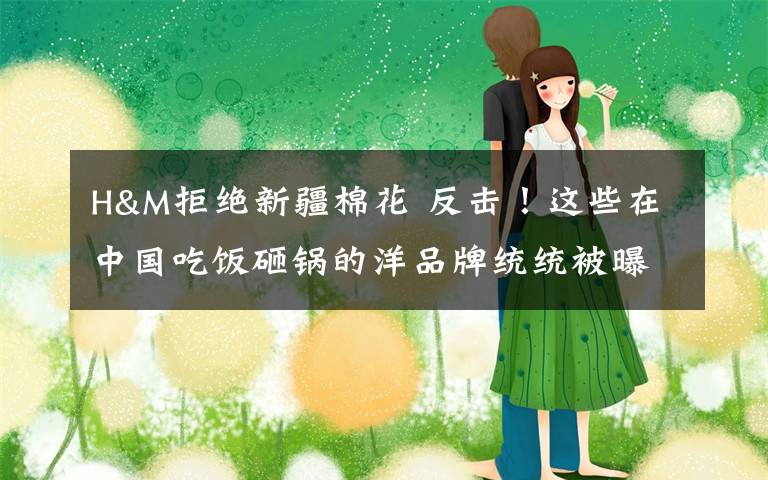 H&M拒绝新疆棉花 反击!这些在中国吃饭砸锅的洋品牌统统被曝光
