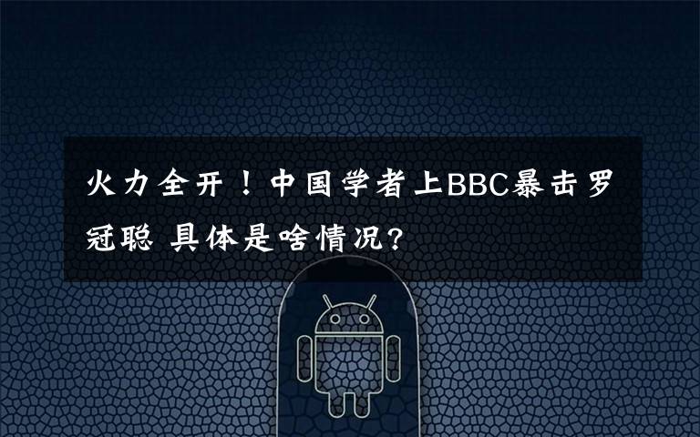 火力全开!中国学者上BBC暴击罗冠聪 具体是啥情况?
