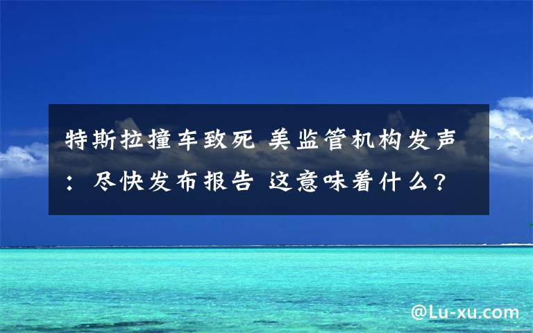 特斯拉撞车致死 美监管机构发声：尽快发布报告 这意味着什么?