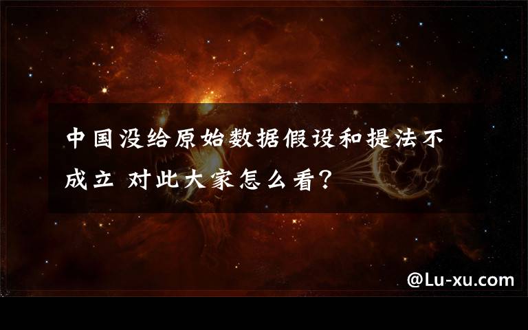 中国没给原始数据假设和提法不成立 对此大家怎么看?