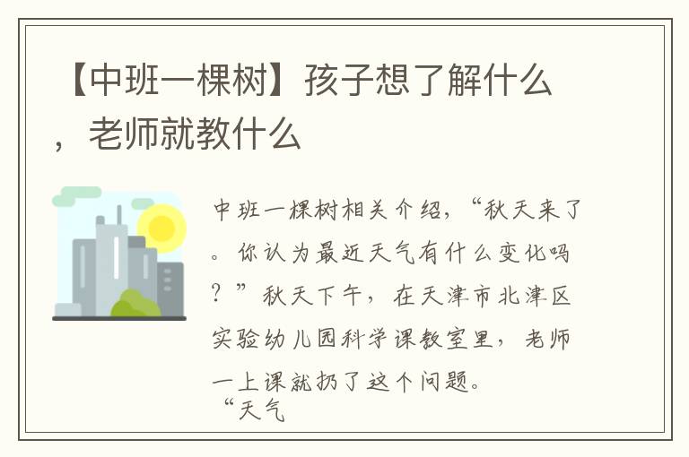 【中班一棵树】孩子想了解什么,老师就教什么
