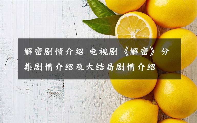 解密剧情介绍 电视剧《解密》分集剧情介绍及大结局剧情介绍