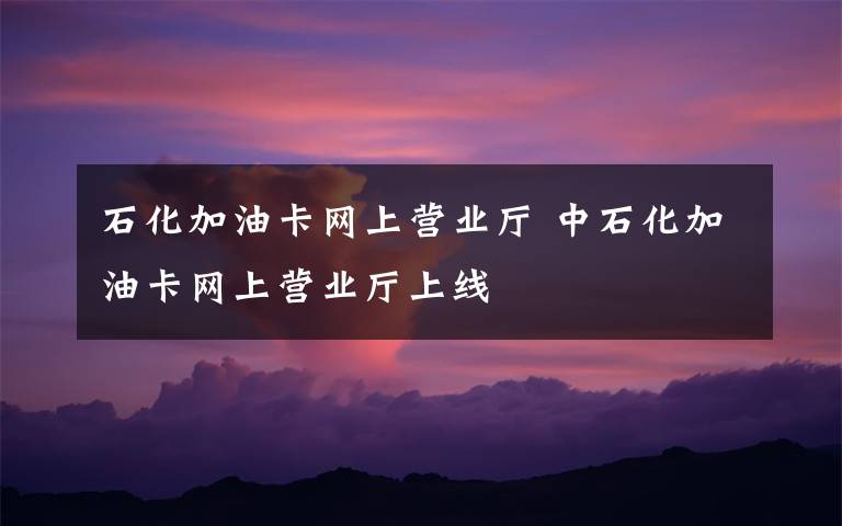 石化加油卡网上营业厅 中石化加油卡网上营业厅上线