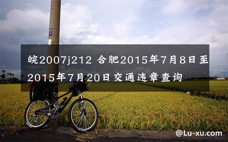 皖2007j212 合肥2015年7月8日至2015年7月20日交通违章查询