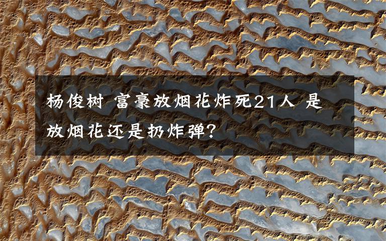杨俊树 富豪放烟花炸死21人 是放烟花还是扔炸弹？