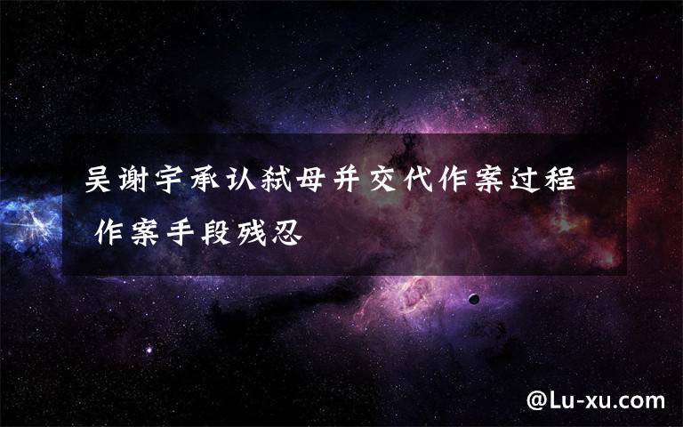 吴谢宇承认弑母并交代作案过程 作案手段残忍