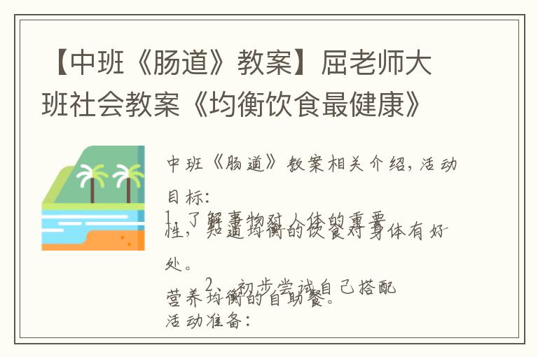 【中班《肠道》教案】屈老师大班社会教案《均衡饮食最健康》