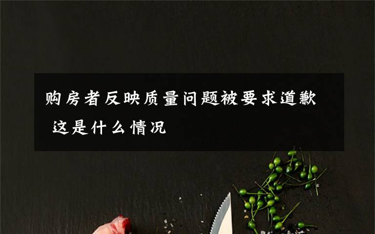 购房者反映质量问题被要求道歉 这是什么情况