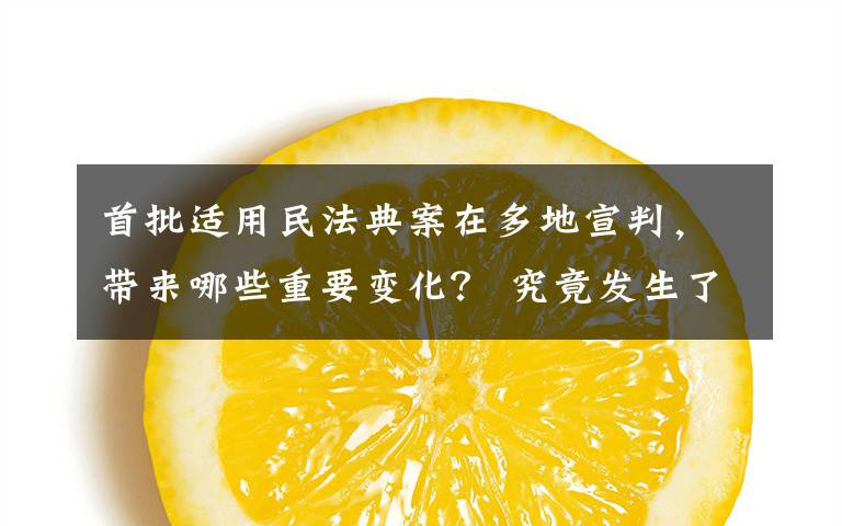 首批适用民法典案在多地宣判,带来哪些重要变化? 究竟发生了什么?