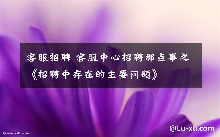 客服招聘 客服中心招聘那点事之《招聘中存在的主要问题》