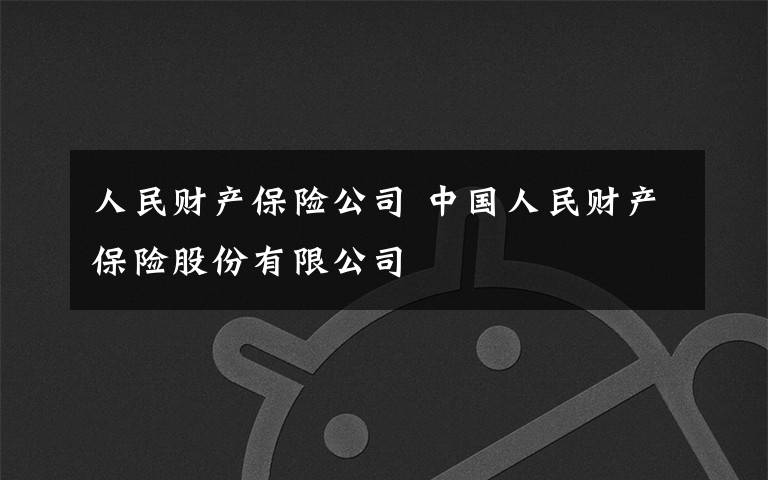 人民财产保险公司 中国人民财产保险股份有限公司