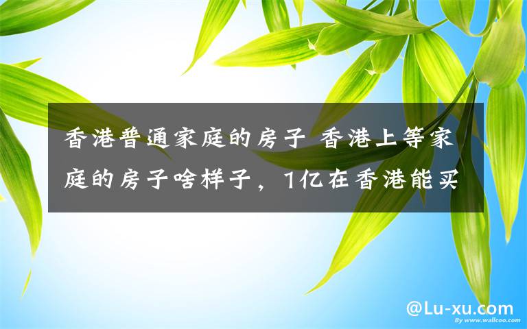 香港普通家庭的房子 香港上等家庭的房子啥样子,1亿在香港能买什么房子?