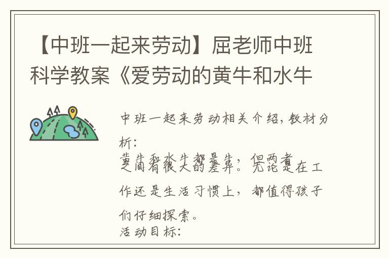 【中班一起来劳动】屈老师中班科学教案《爱劳动的黄牛和水牛》