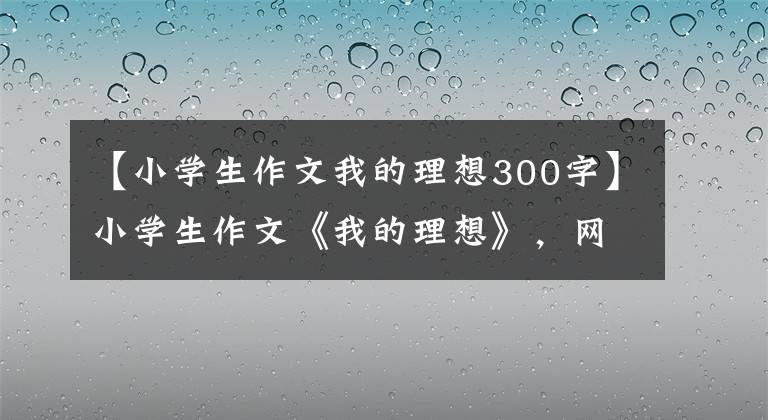 【小学生作文我的理想300字】小学生作文《我的理想》,网友:词句流畅,句子完整,理想有偏差。