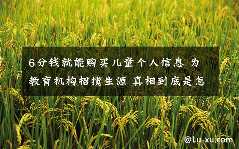 6分钱就能购买儿童个人信息 为教育机构招揽生源 真相到底是怎样的?