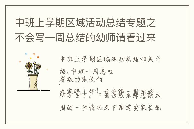 中班上学期区域活动总结专题之不会写一周总结的幼师请看过来(二)