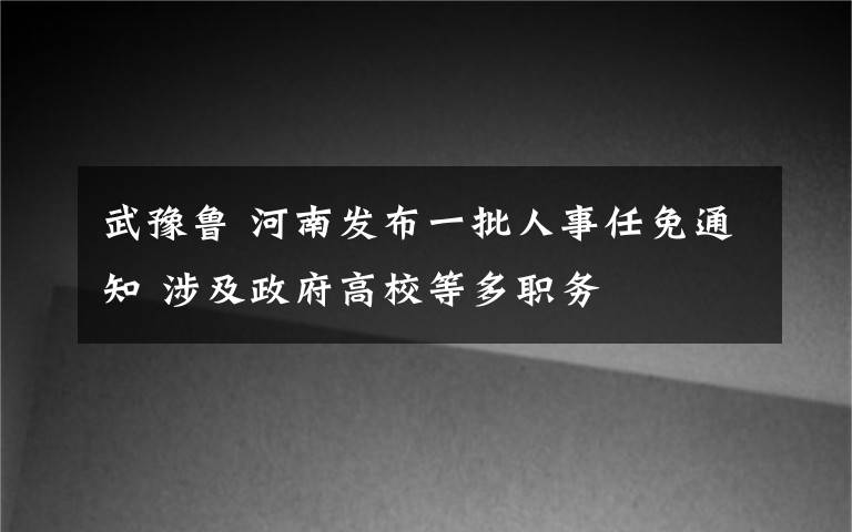 武豫鲁 河南发布一批人事任免通知 涉及政府高校等多职务