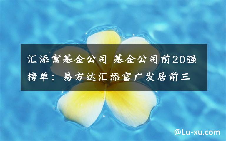 汇添富基金公司 基金公司前20强榜单:易方达汇添富广发居前三
