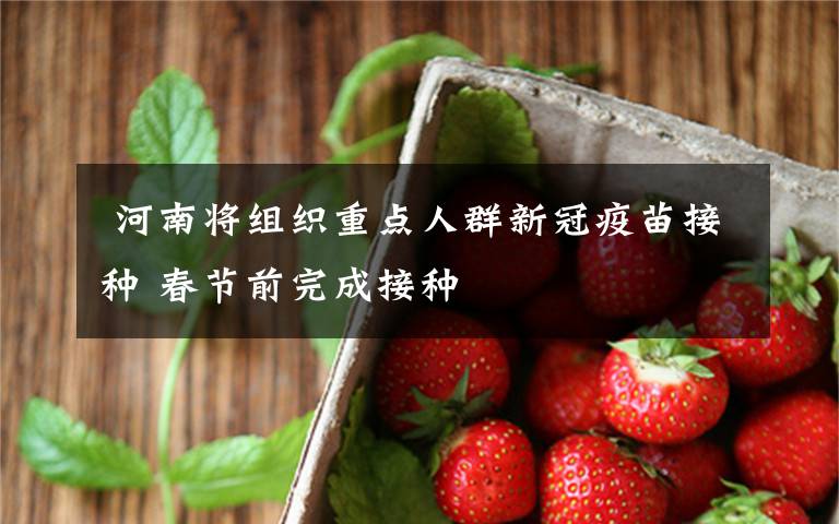 河南将组织重点人群新冠疫苗接种 春节前完成接种