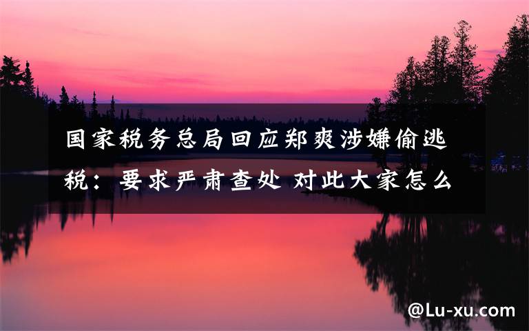 国家税务总局回应郑爽涉嫌偷逃税:要求严肃查处 对此大家怎么看?