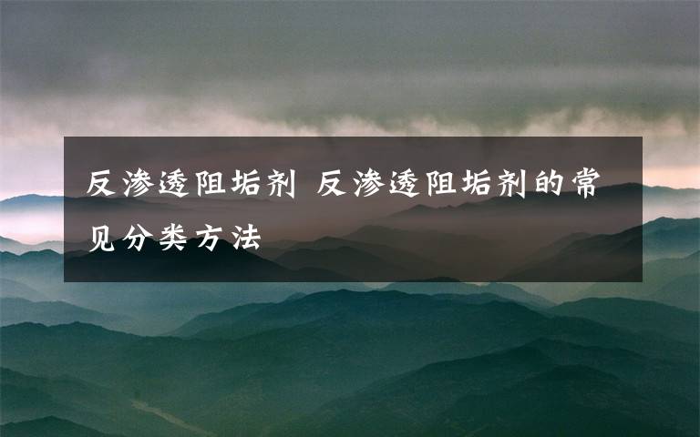 反渗透阻垢剂 反渗透阻垢剂的常见分类方法