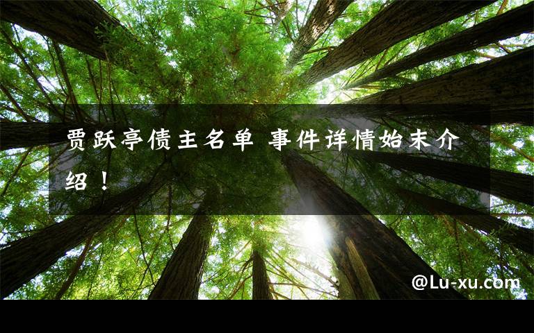 贾跃亭债主名单 事件详情始末介绍!